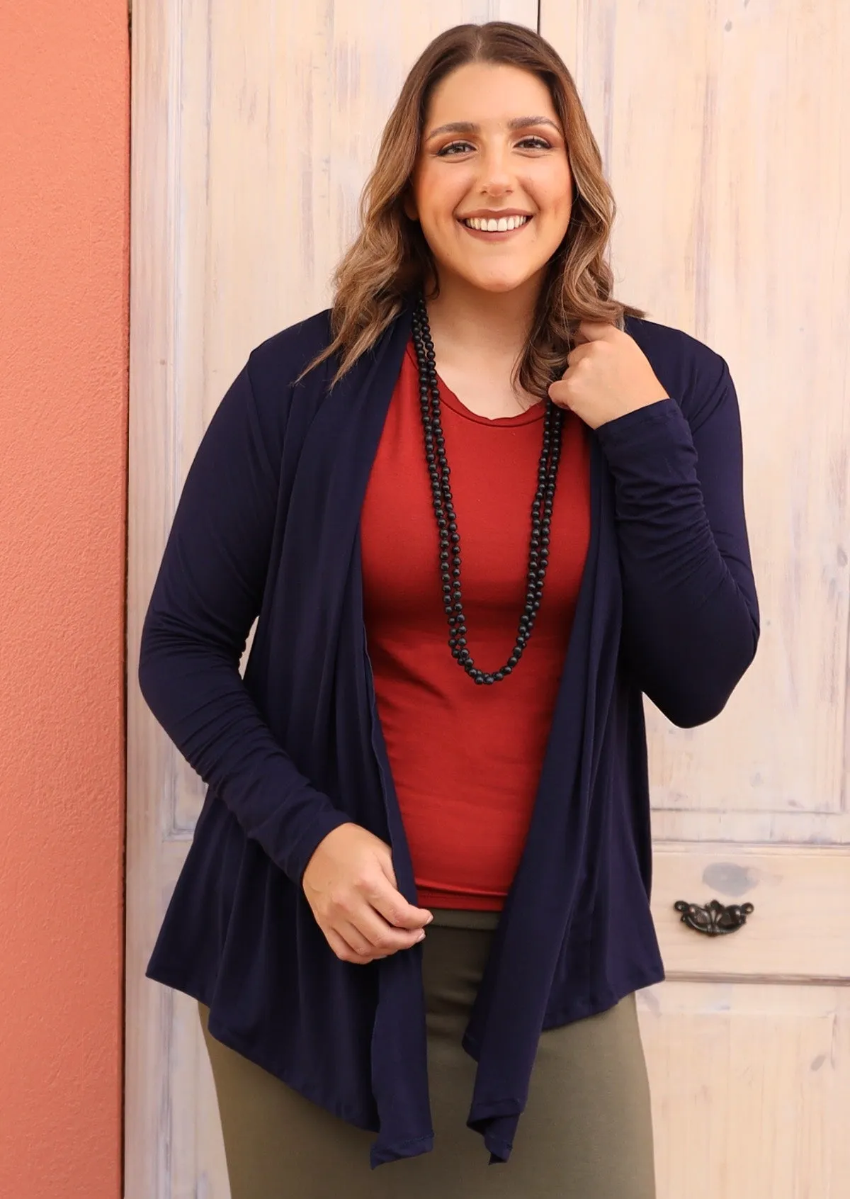 Long Sleeve Stretch Cardi Navy Blue