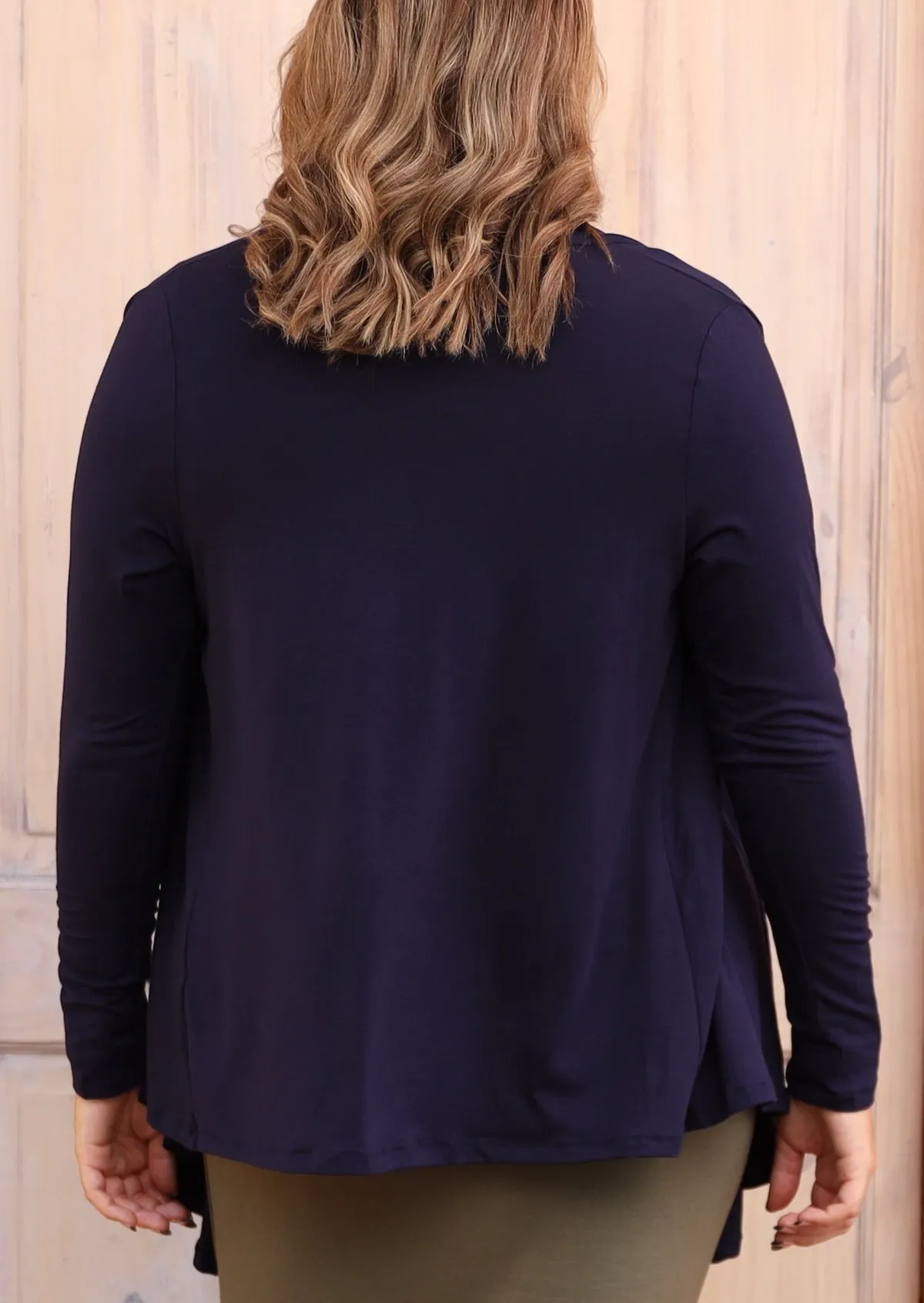 Long Sleeve Stretch Cardi Navy Blue