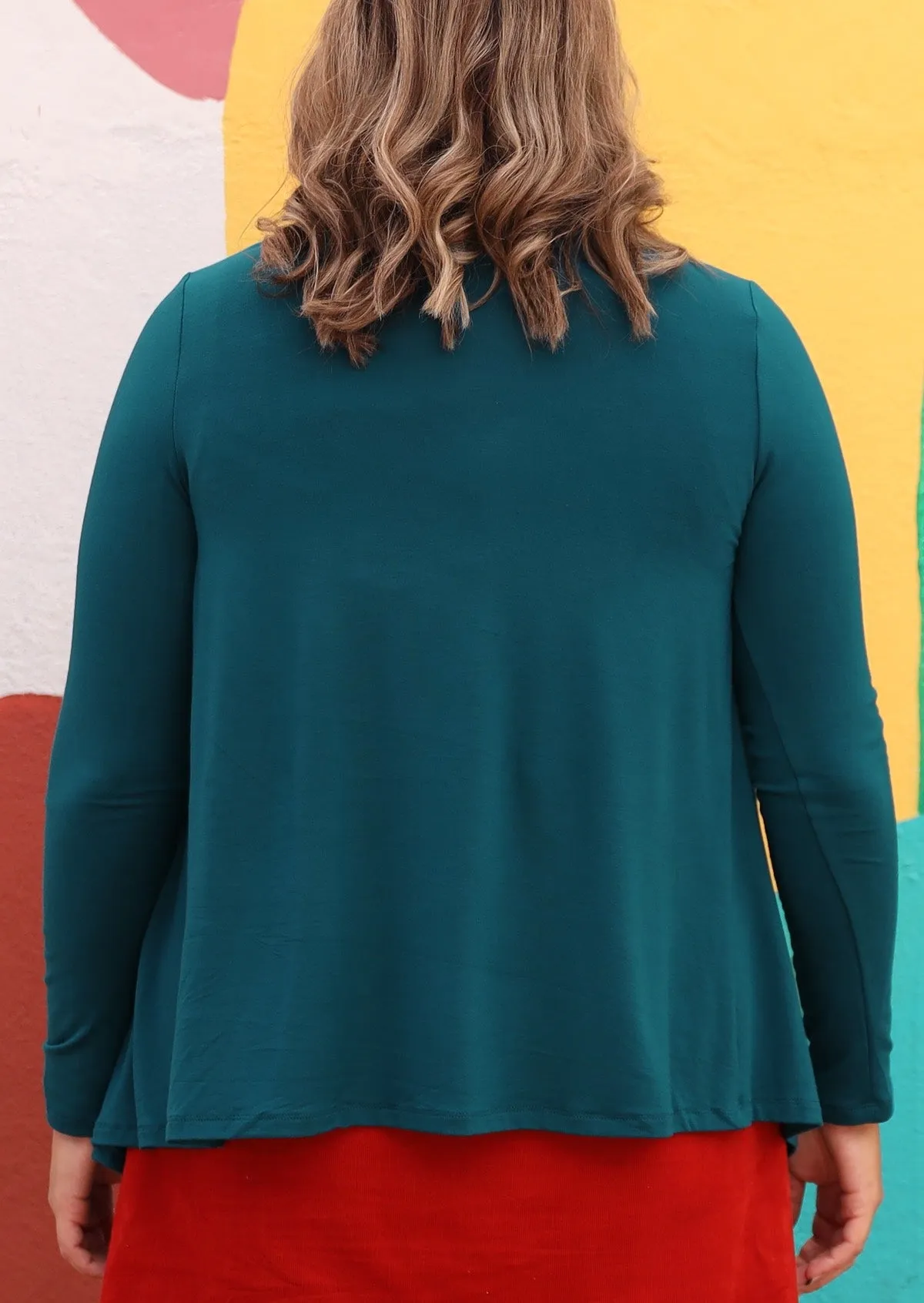 Long Sleeve Stretch Cardi Teal