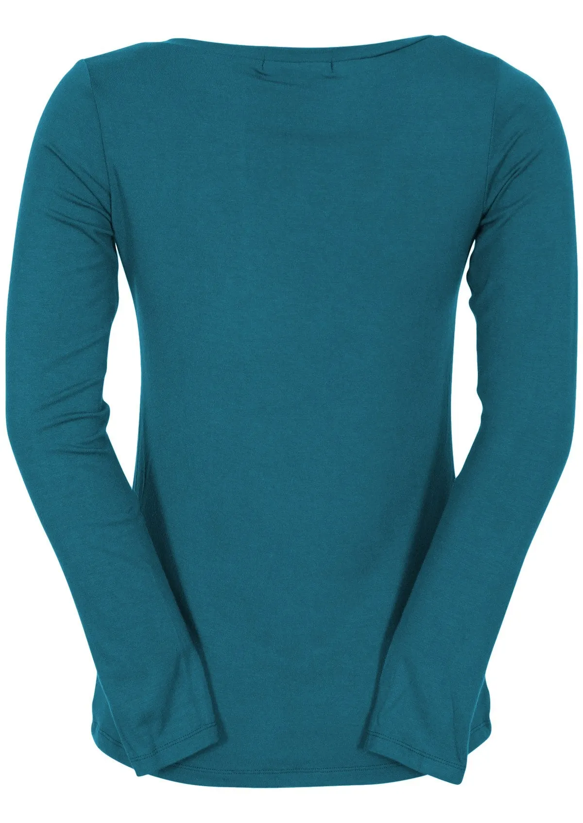 Long Sleeve Stretch V-neck Top Teal