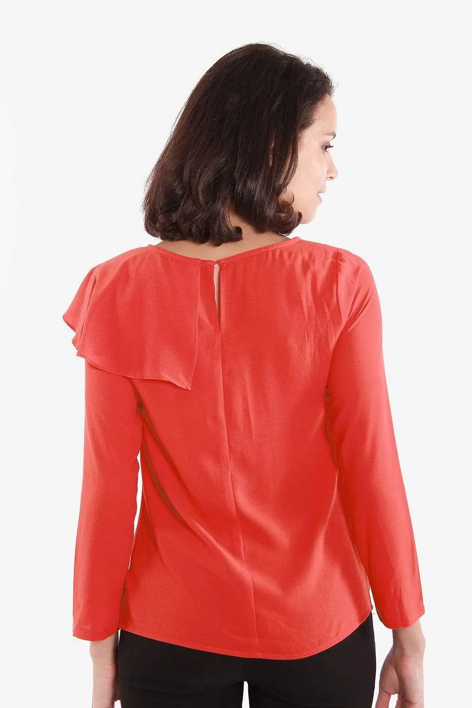 Long Sleeves Chessa Nursing Top Coral Red