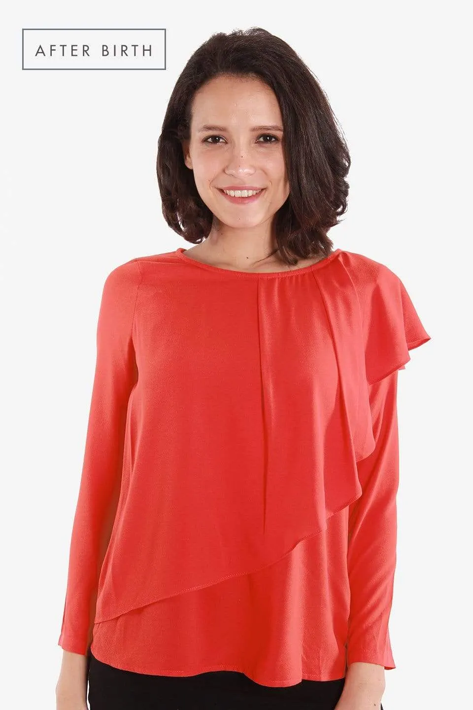 Long Sleeves Chessa Nursing Top Coral Red