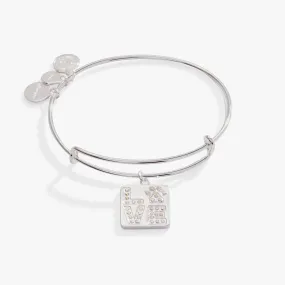 'LOVE' Pave Paw Print Charm Bangle Bracelet