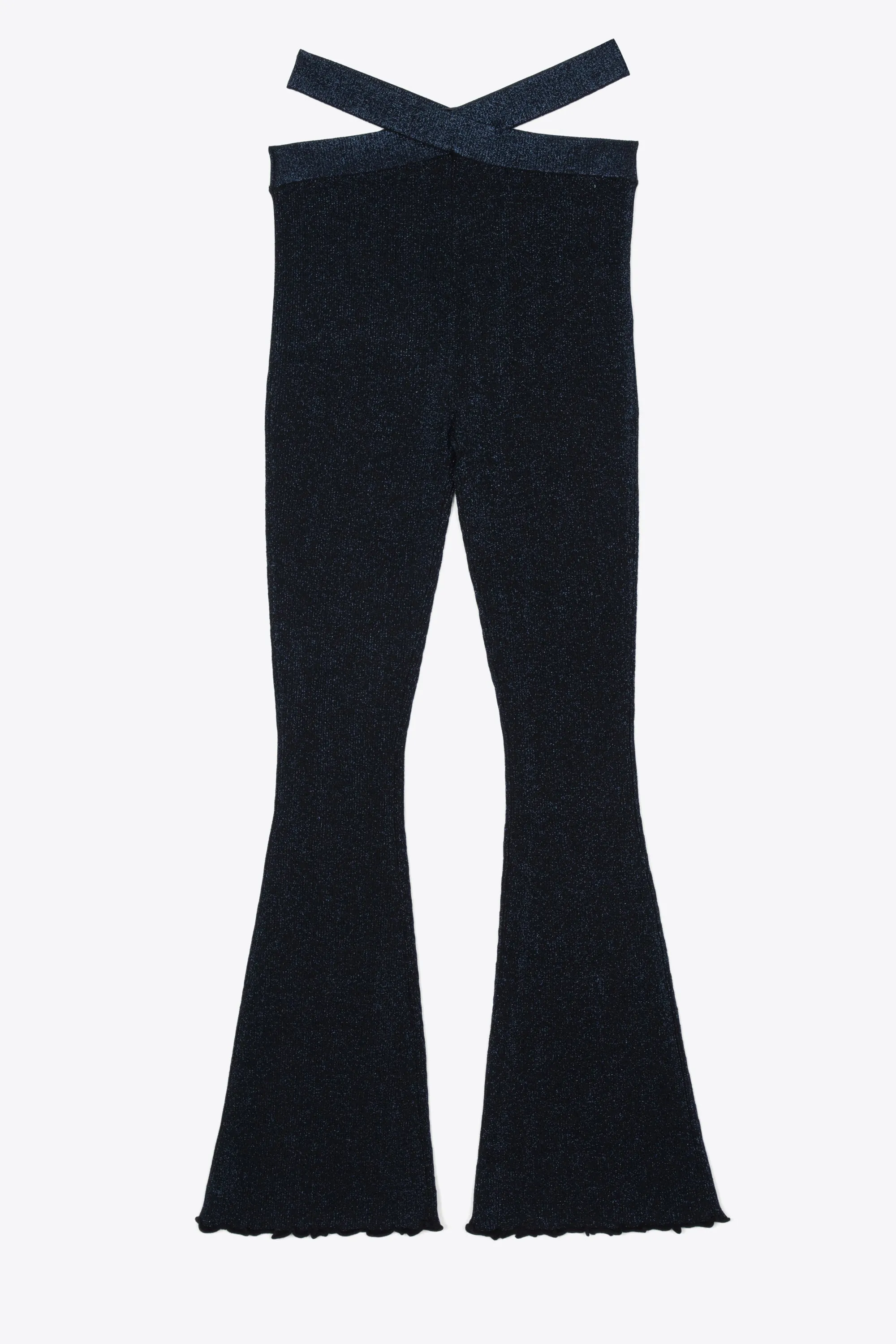 Lurex Wide Leg Knit Pant