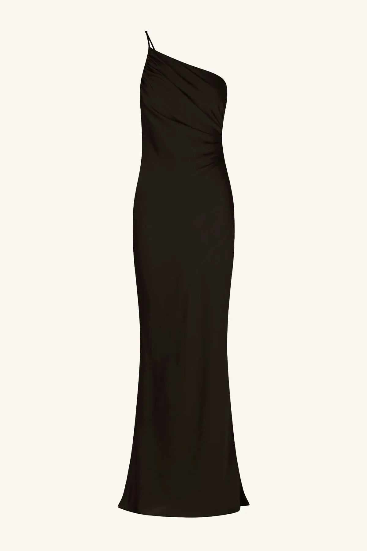 LUXE ASYMMETRICAL GATHERED MAXI DRESS - ONYX