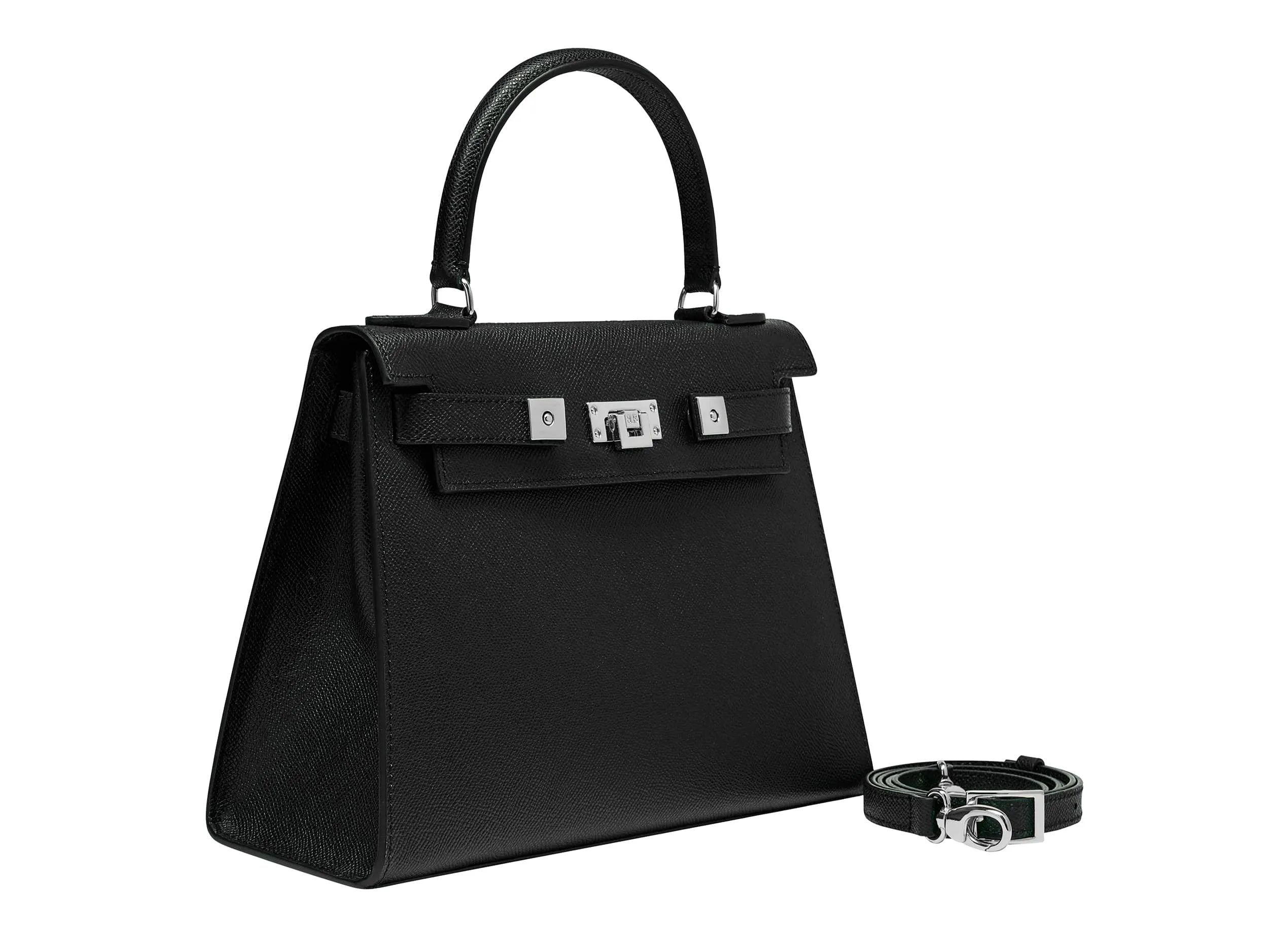 Maya Large Dolomite Pebble Print Calf Leather Handbag - Black/Silver