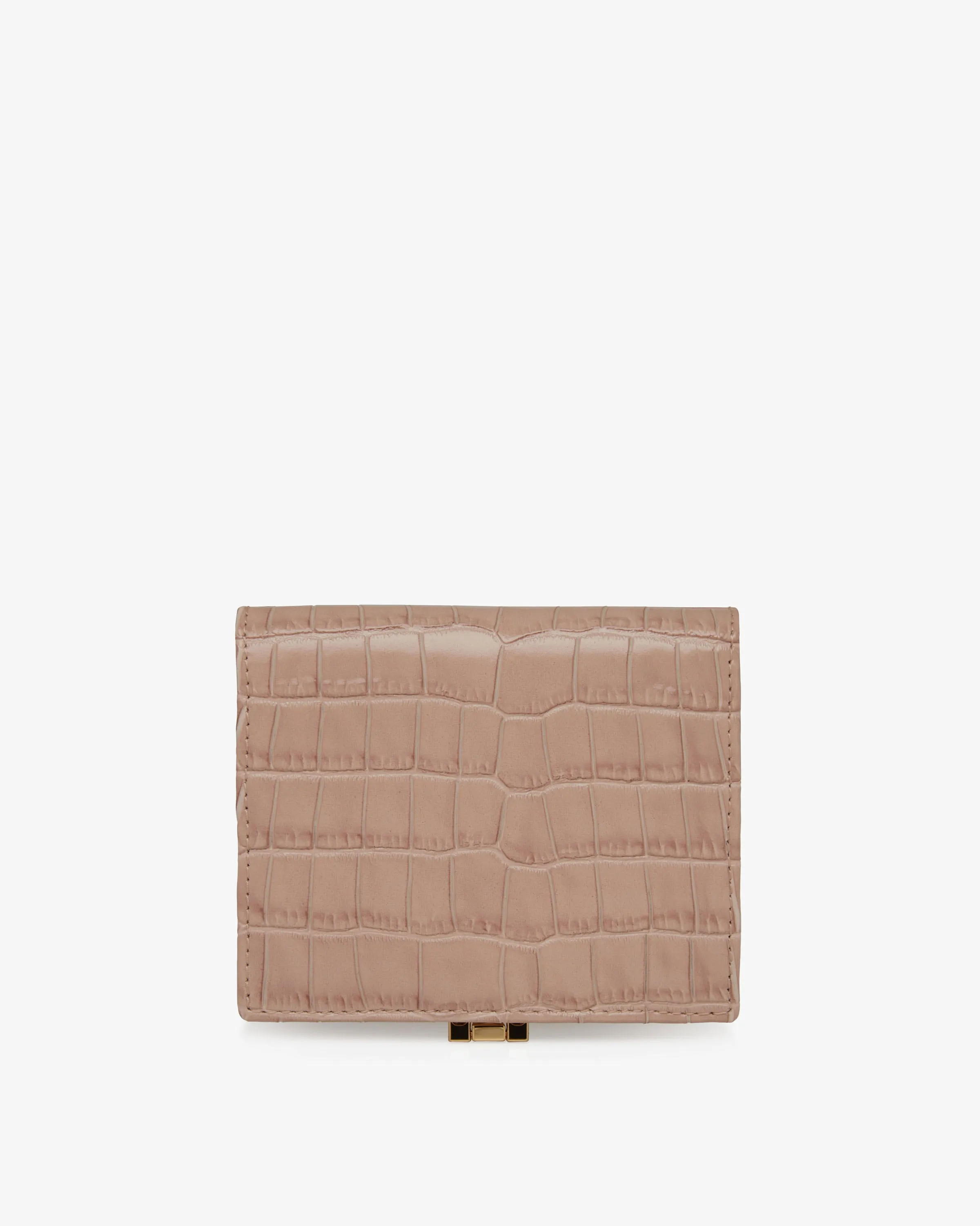 Melville Street Wallet - Croc-Embossed Leather Peony