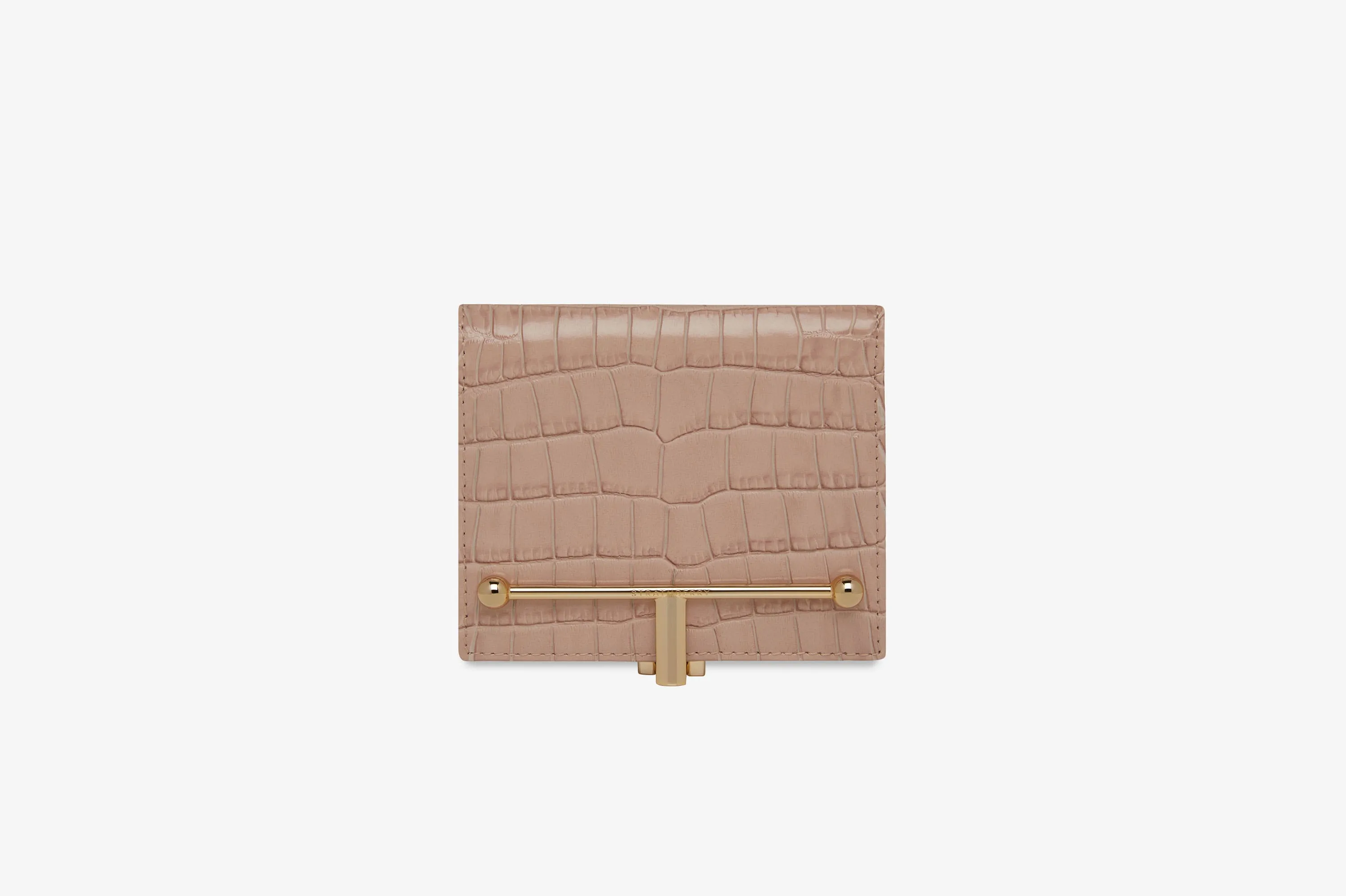 Melville Street Wallet - Croc-Embossed Leather Peony