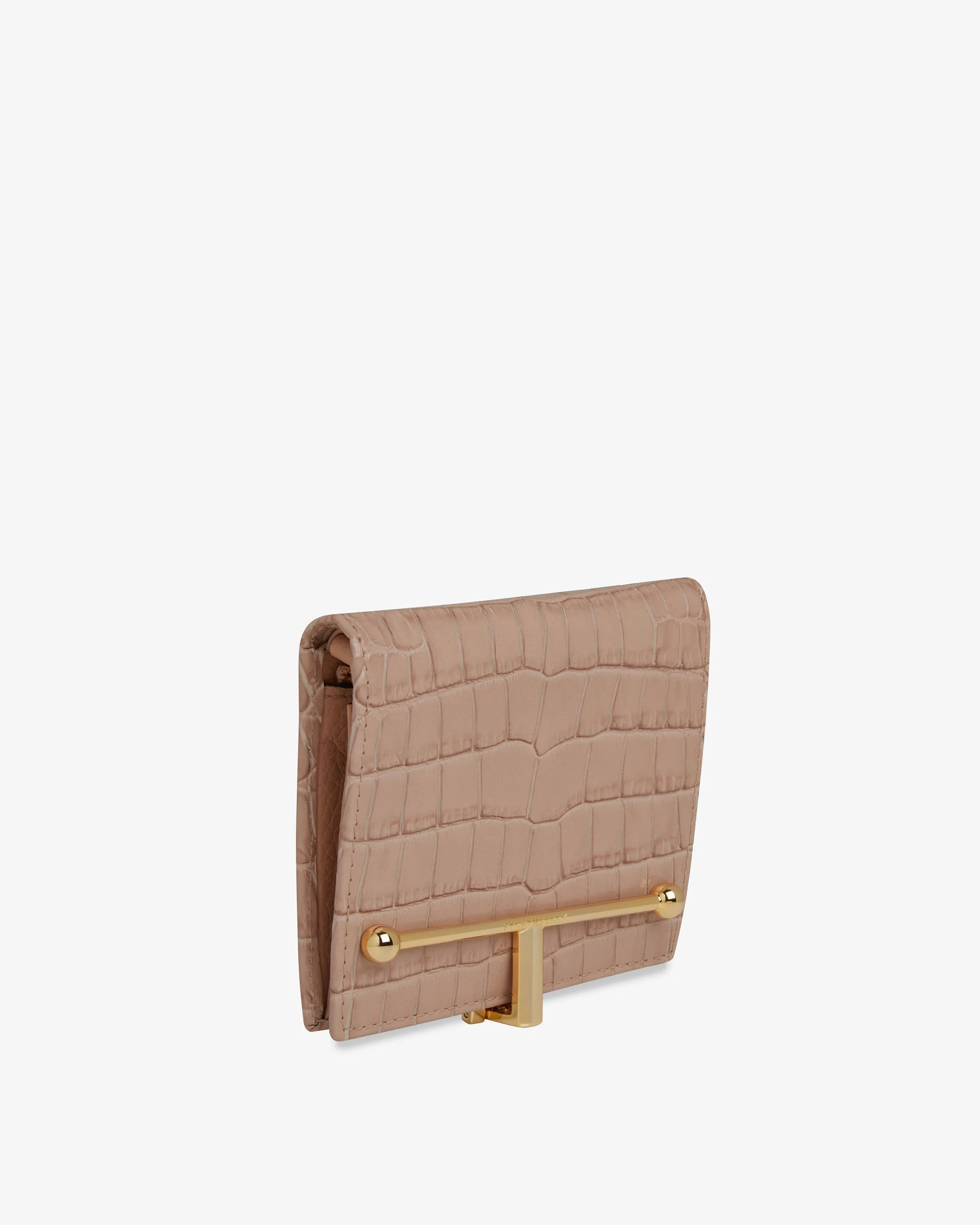 Melville Street Wallet - Croc-Embossed Leather Peony