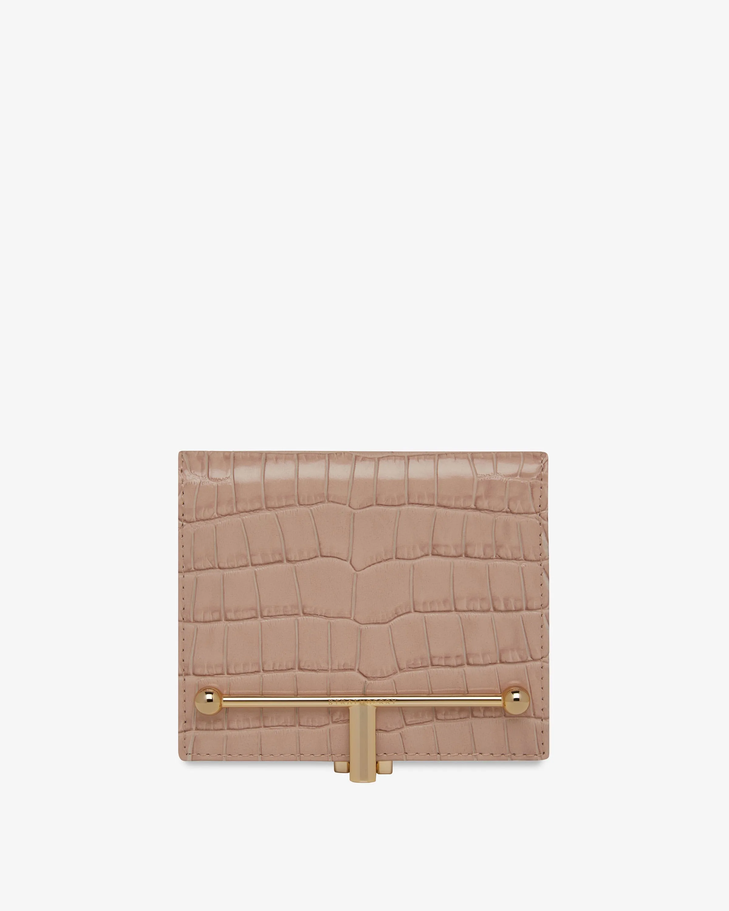 Melville Street Wallet - Croc-Embossed Leather Peony