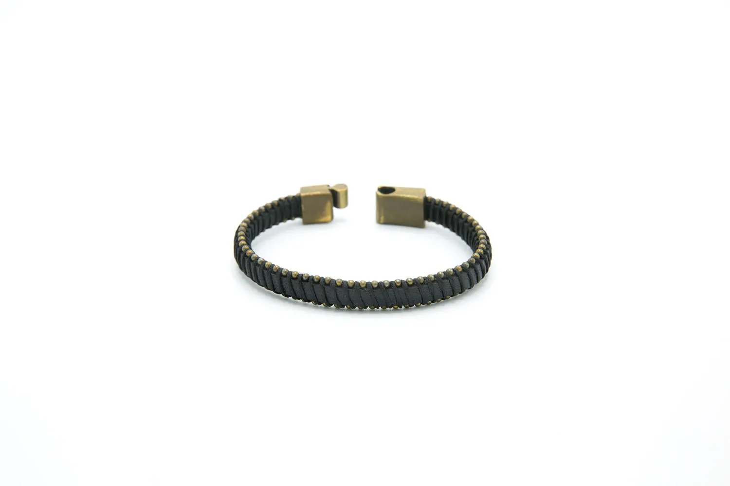 Men's Brass-Tipped Leather Bracelet