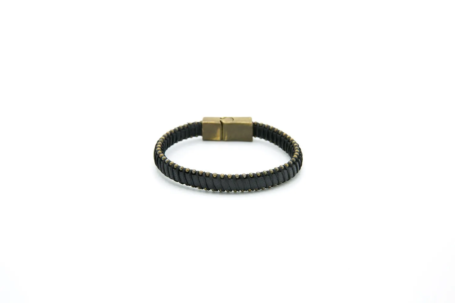 Men's Brass-Tipped Leather Bracelet