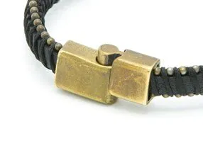 Men's Brass-Tipped Leather Bracelet