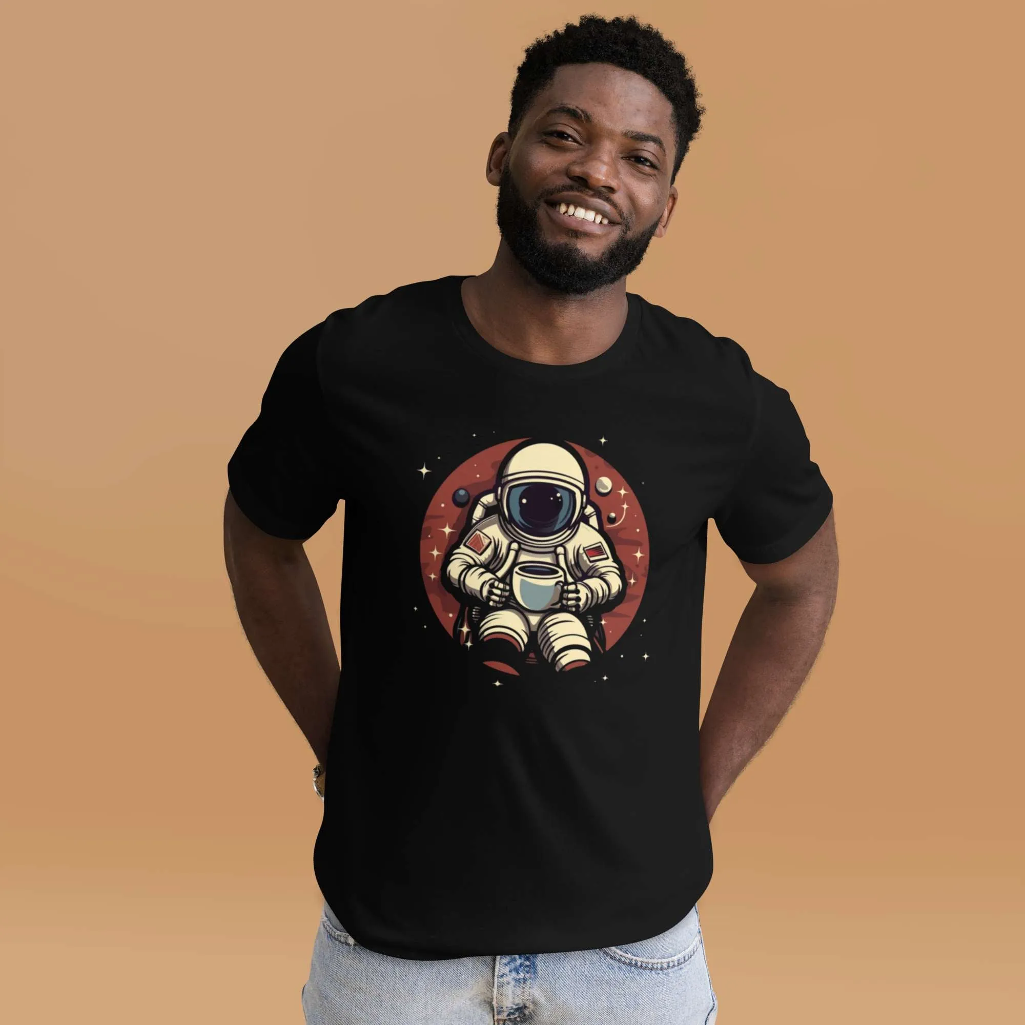 Men's Coffee Cosmos And Spaceman Graphic Tee