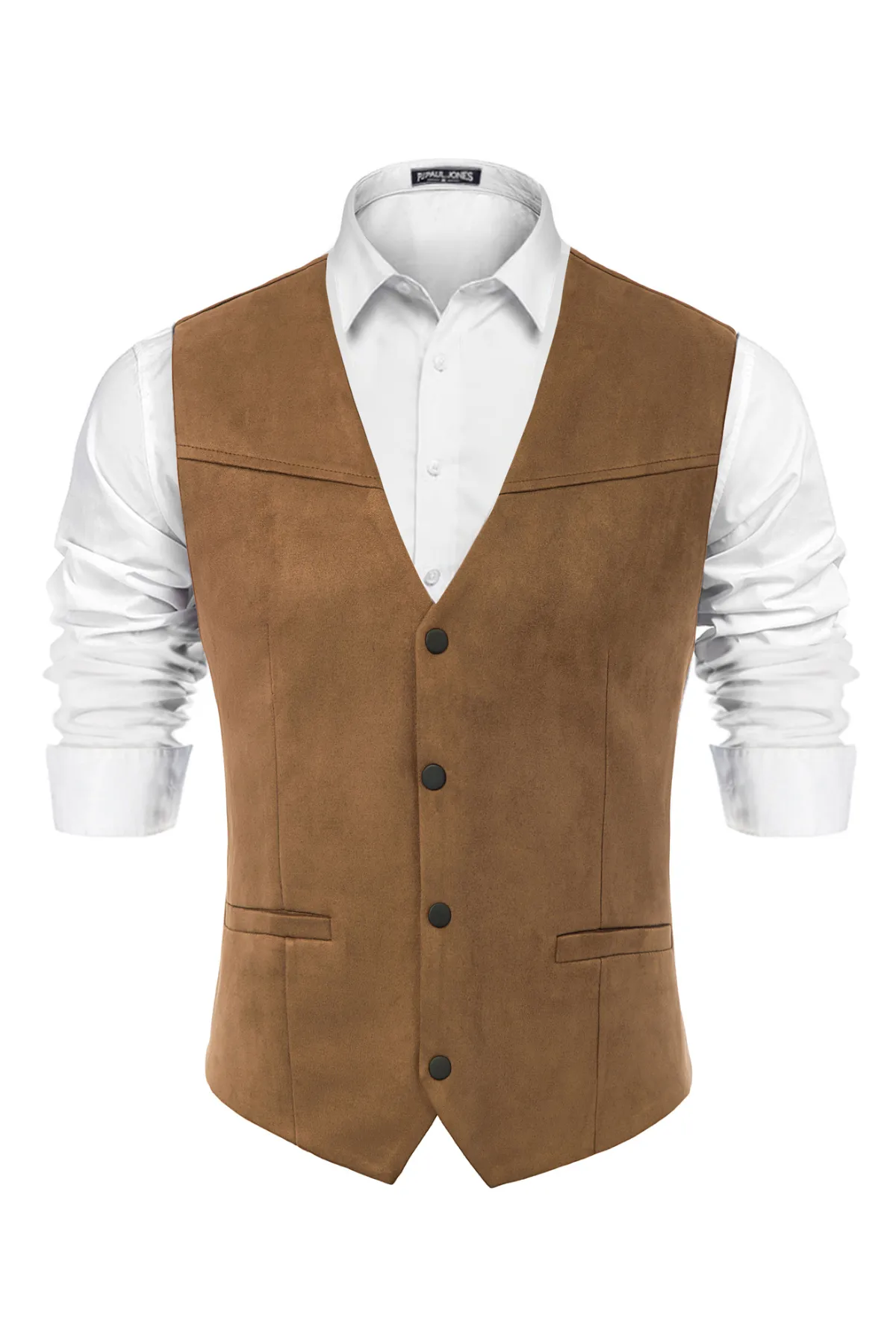 Men's Suede Leather Suit Vest Casual Western Cowboy Waistcoat Leisure Vests