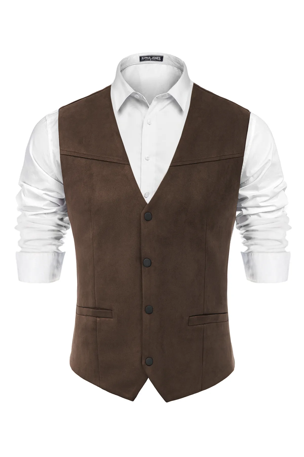 Men's Suede Leather Suit Vest Casual Western Cowboy Waistcoat Leisure Vests