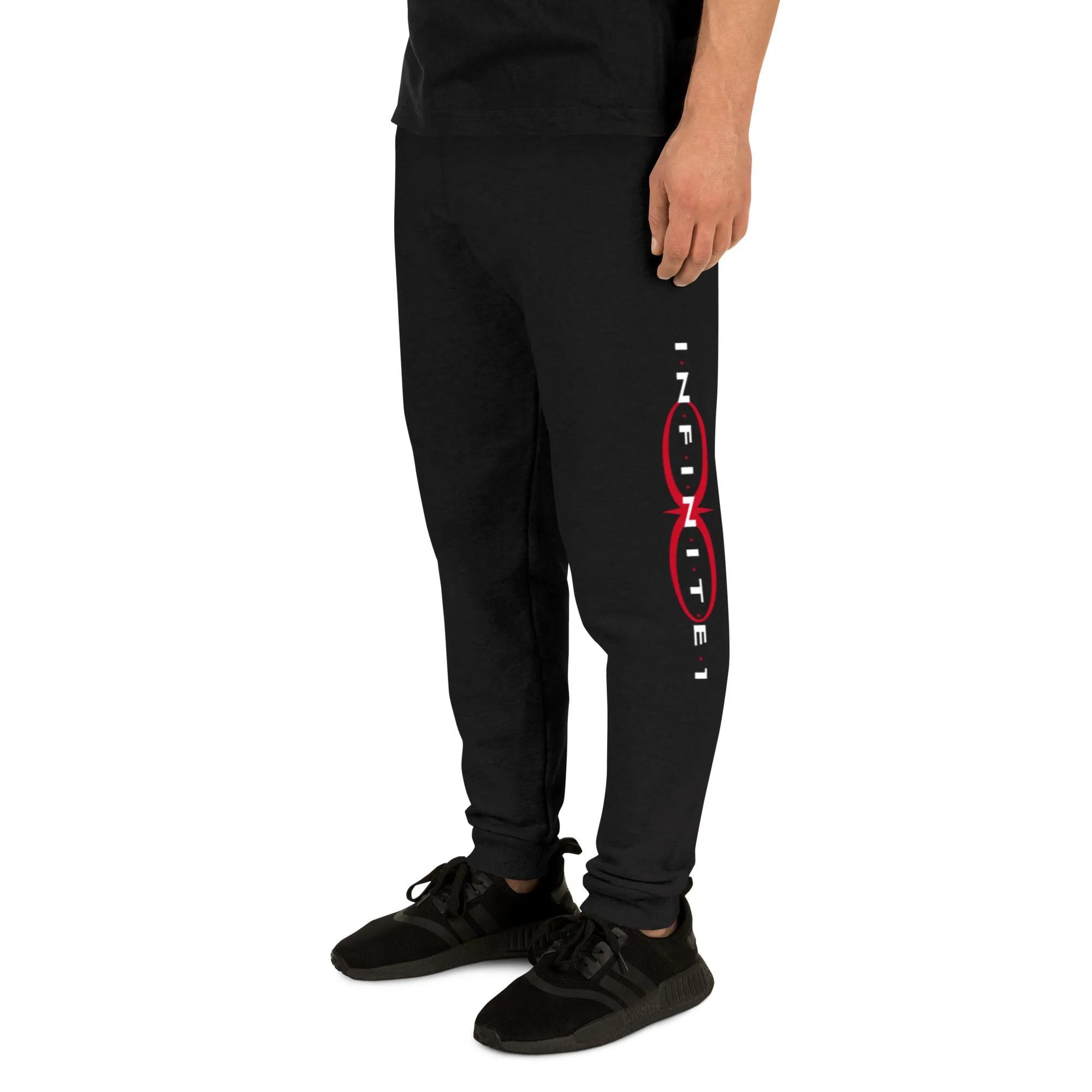 Men's Text And Logo Print Black Joggers