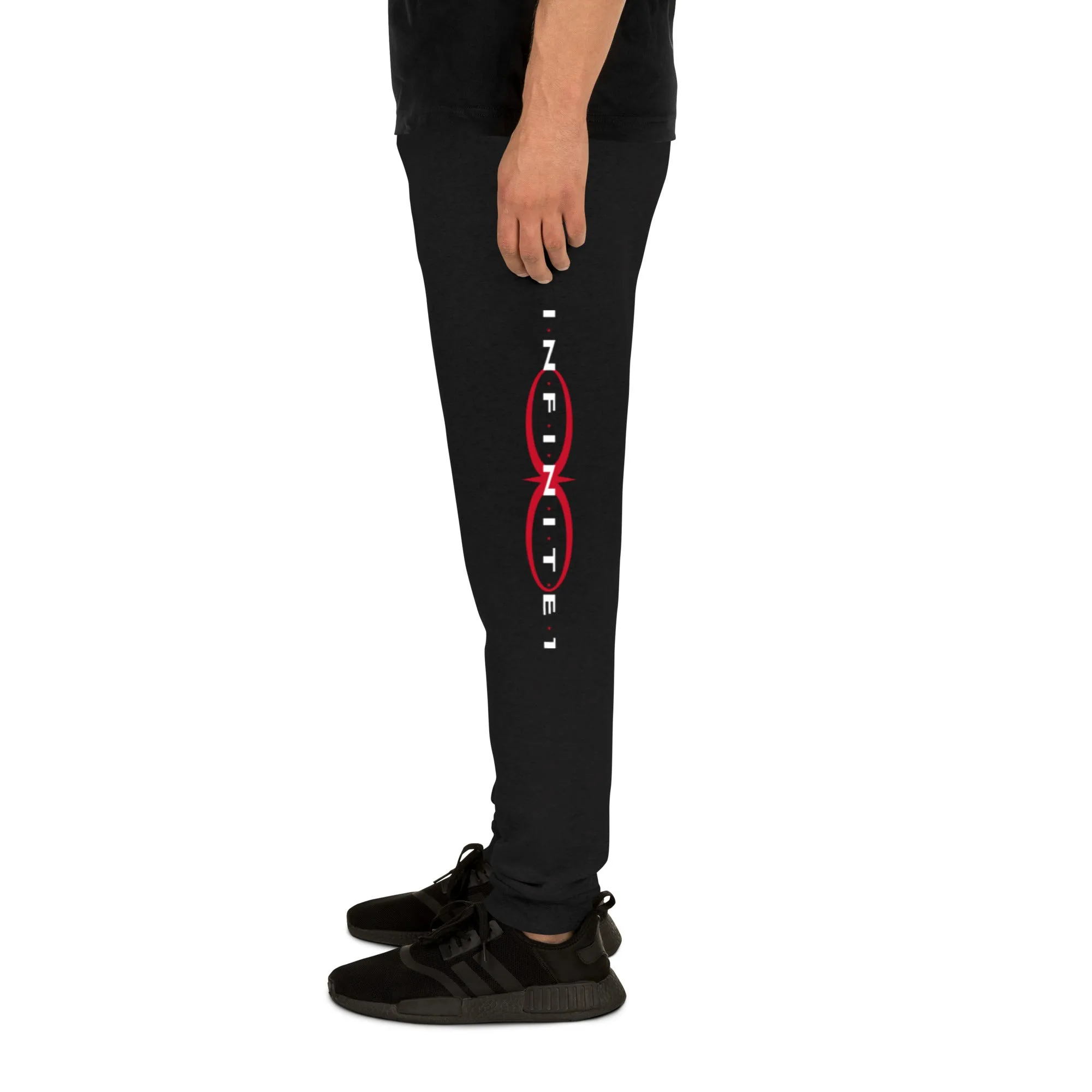 Men's Text And Logo Print Black Joggers