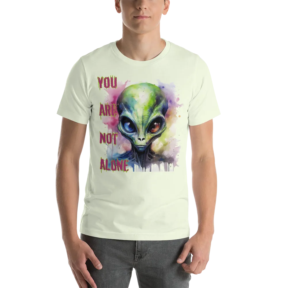 Men's You Are Not Alone Alien Watercolor Effect Graphic Tee