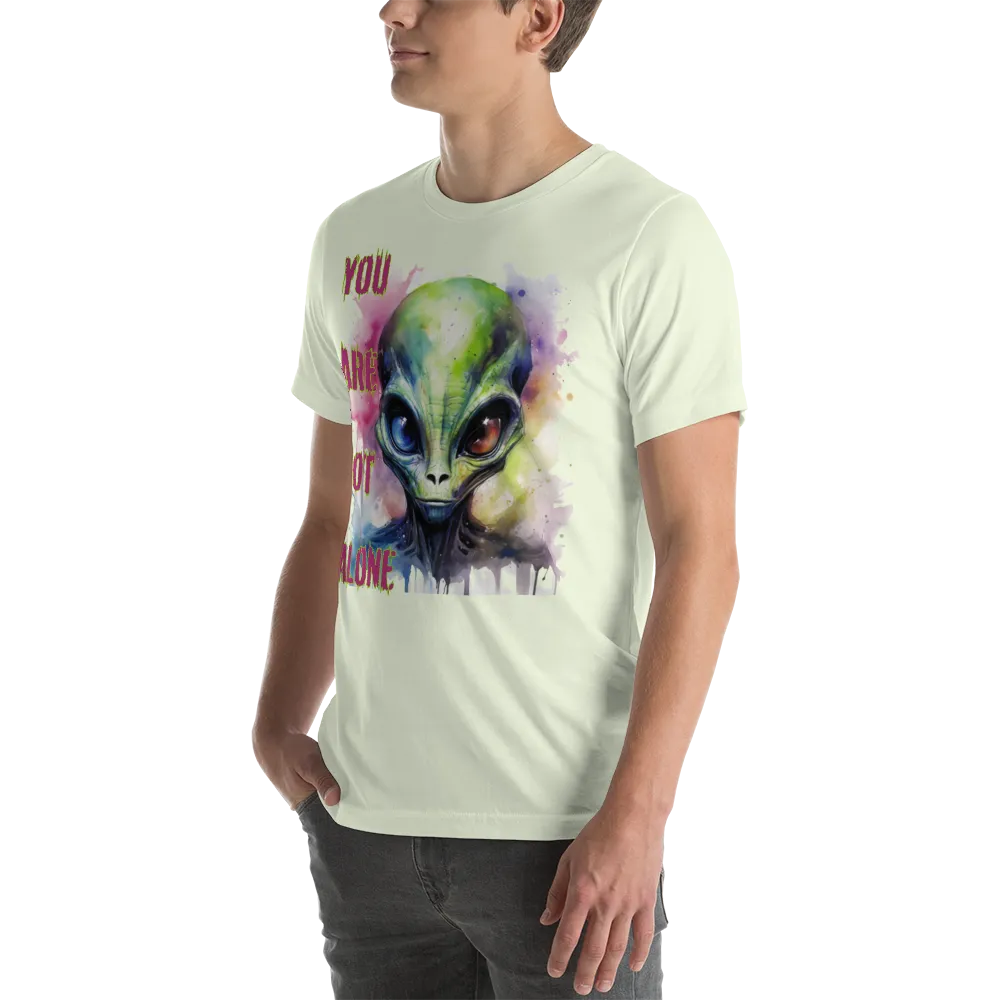 Men's You Are Not Alone Alien Watercolor Effect Graphic Tee