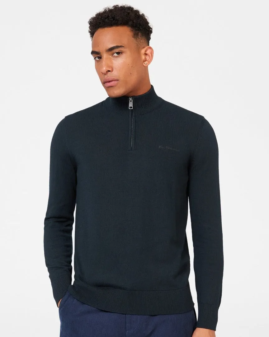 Merino Knit Half-Zip Sweater - Black