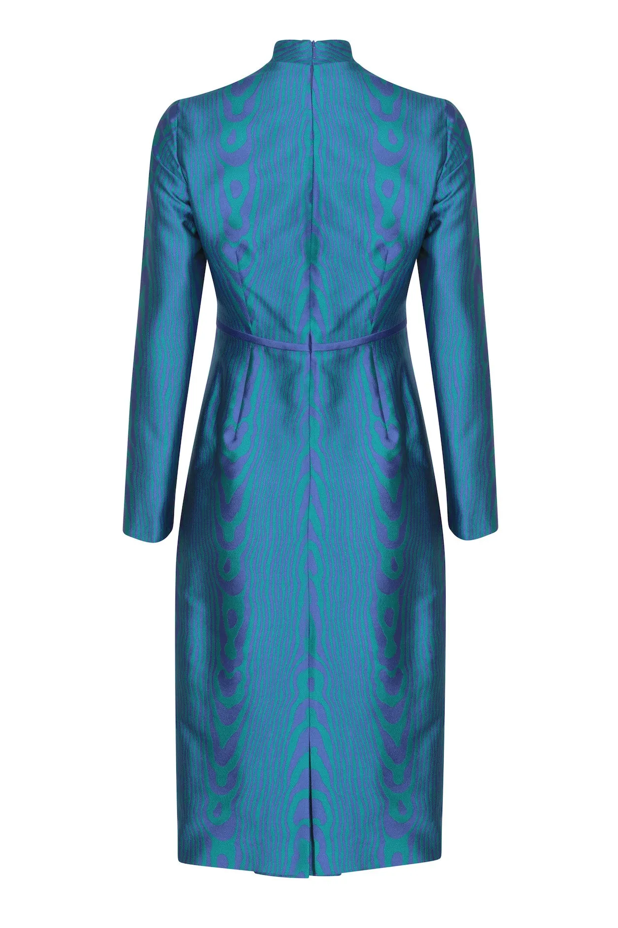 Moiré Silk Sateen Dress in Royal/Emerald - Emma