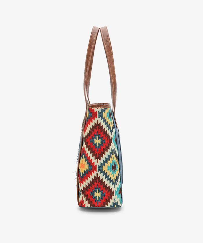 Montana West Aztec Denim Concealed Carry Tote