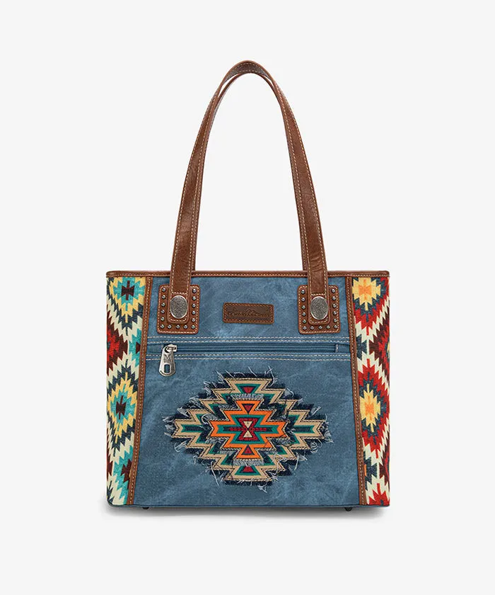 Montana West Aztec Denim Concealed Carry Tote