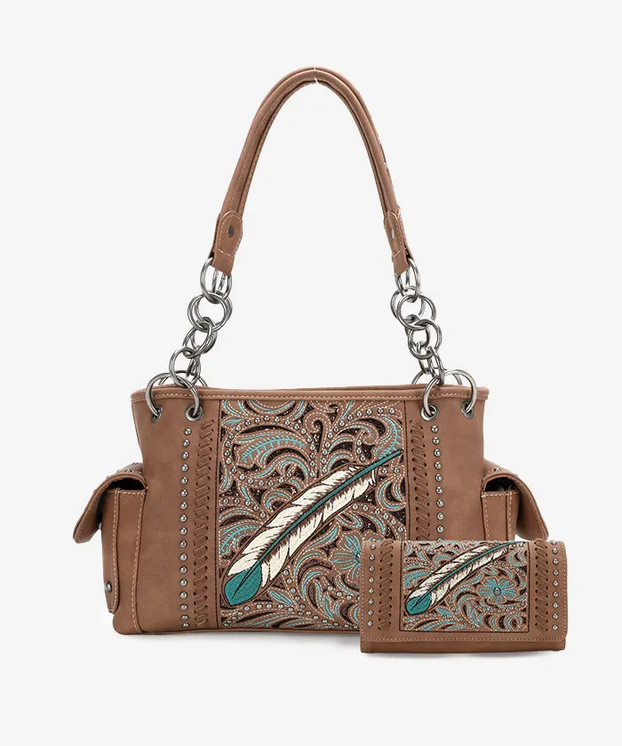 Montana West Embroidered Concealed Carry Satchel Bag