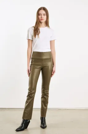 Moss Leather Ankle Flare Leggings