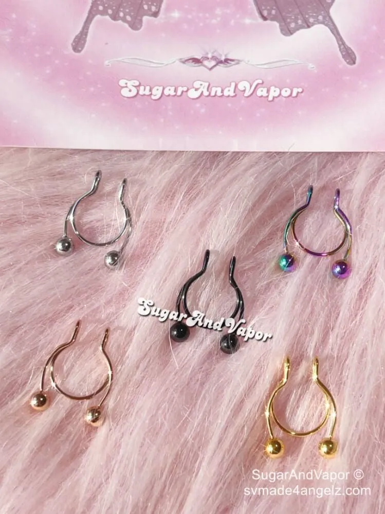 Multi-colors Fake Nose Rings Set - NON PIERCING