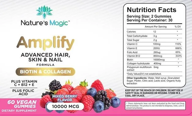 Nature's Magic Amplify Advance Hair, Skin & Nail Formula With Biotin & Collagen