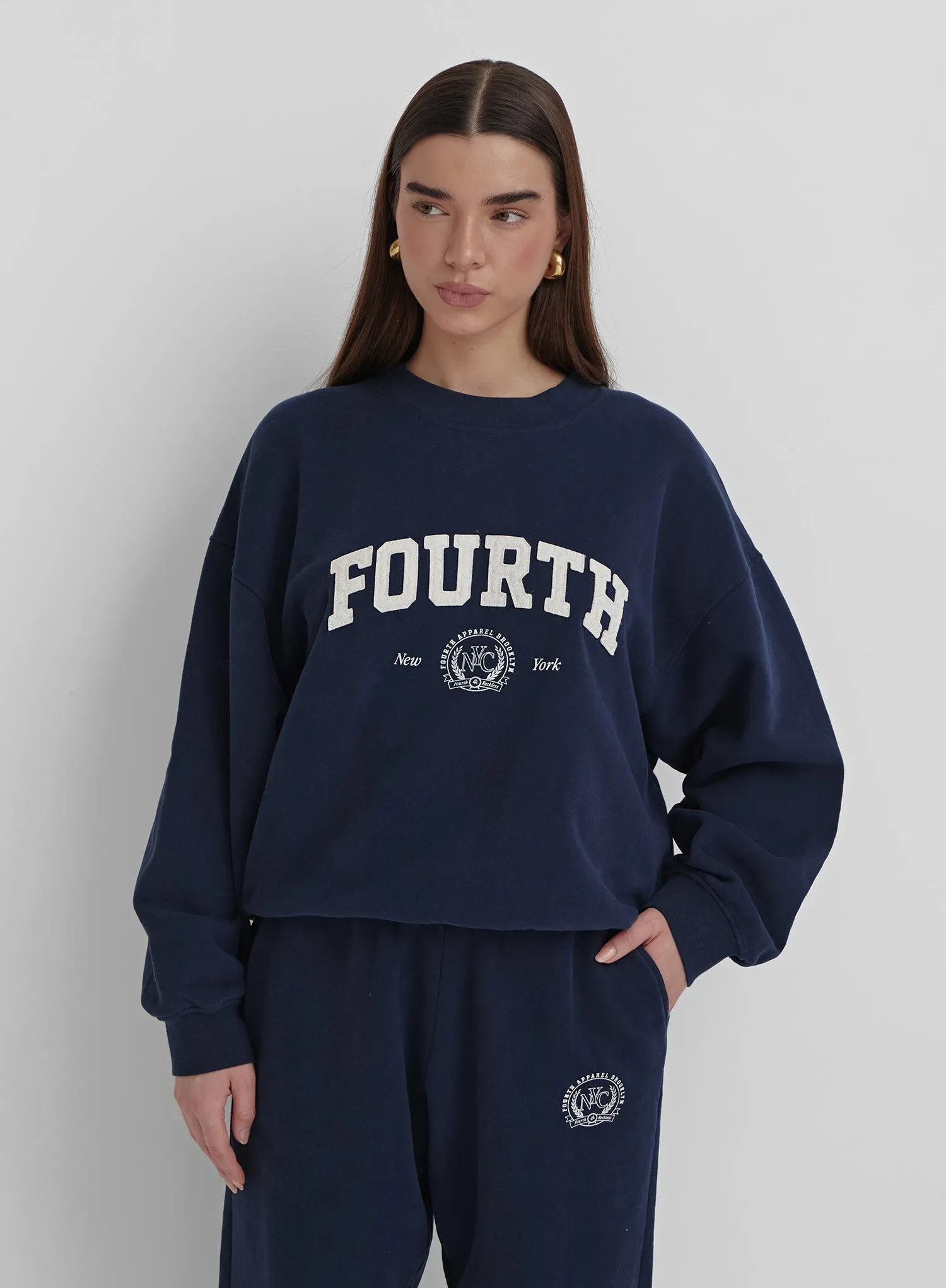 Navy Applique Oversized Sweatshirt- Apollo