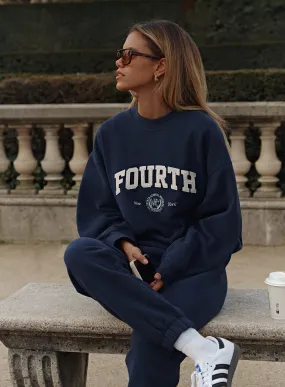 Navy Applique Oversized Sweatshirt- Apollo