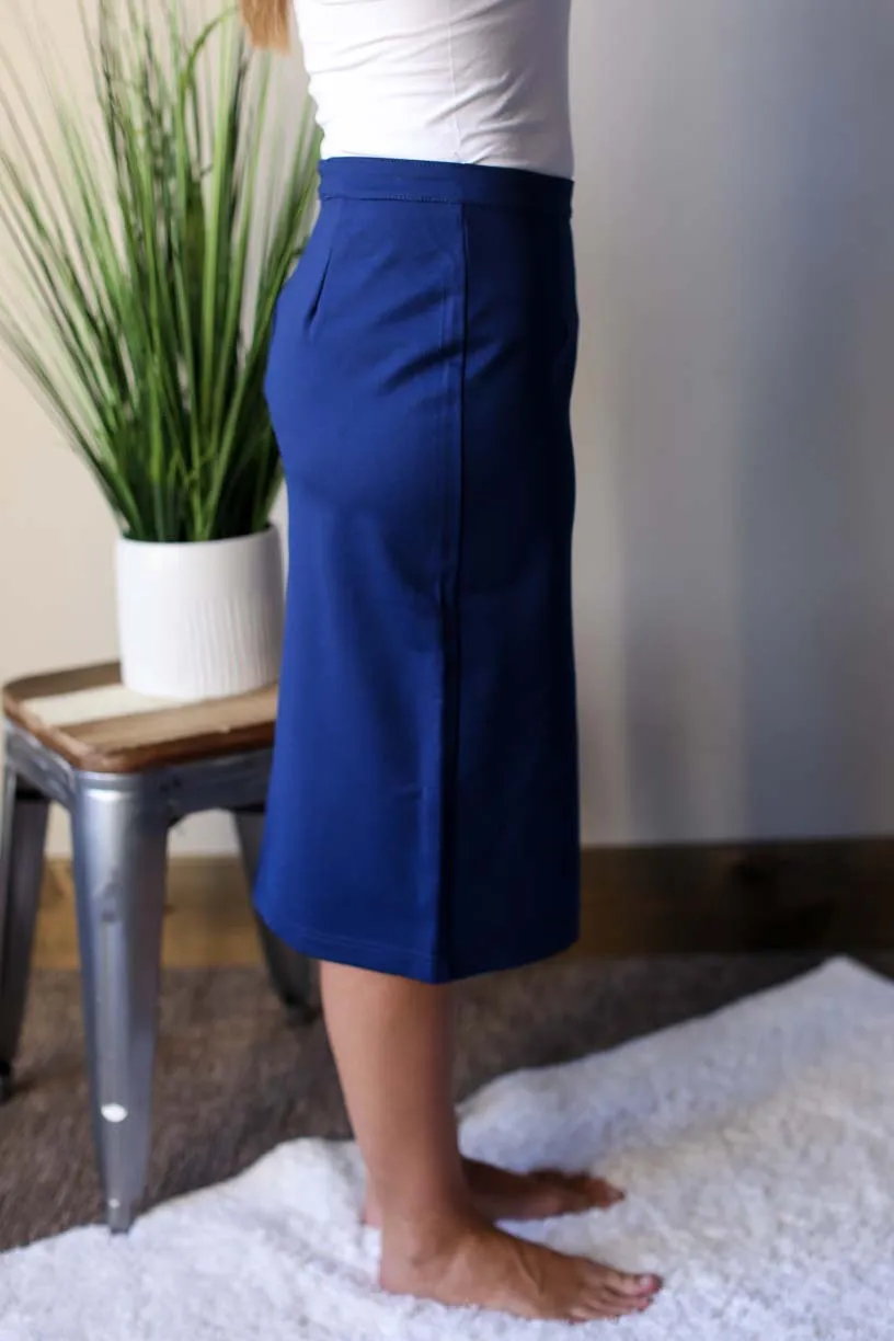 Navy Dressed Up Pencil Skirt