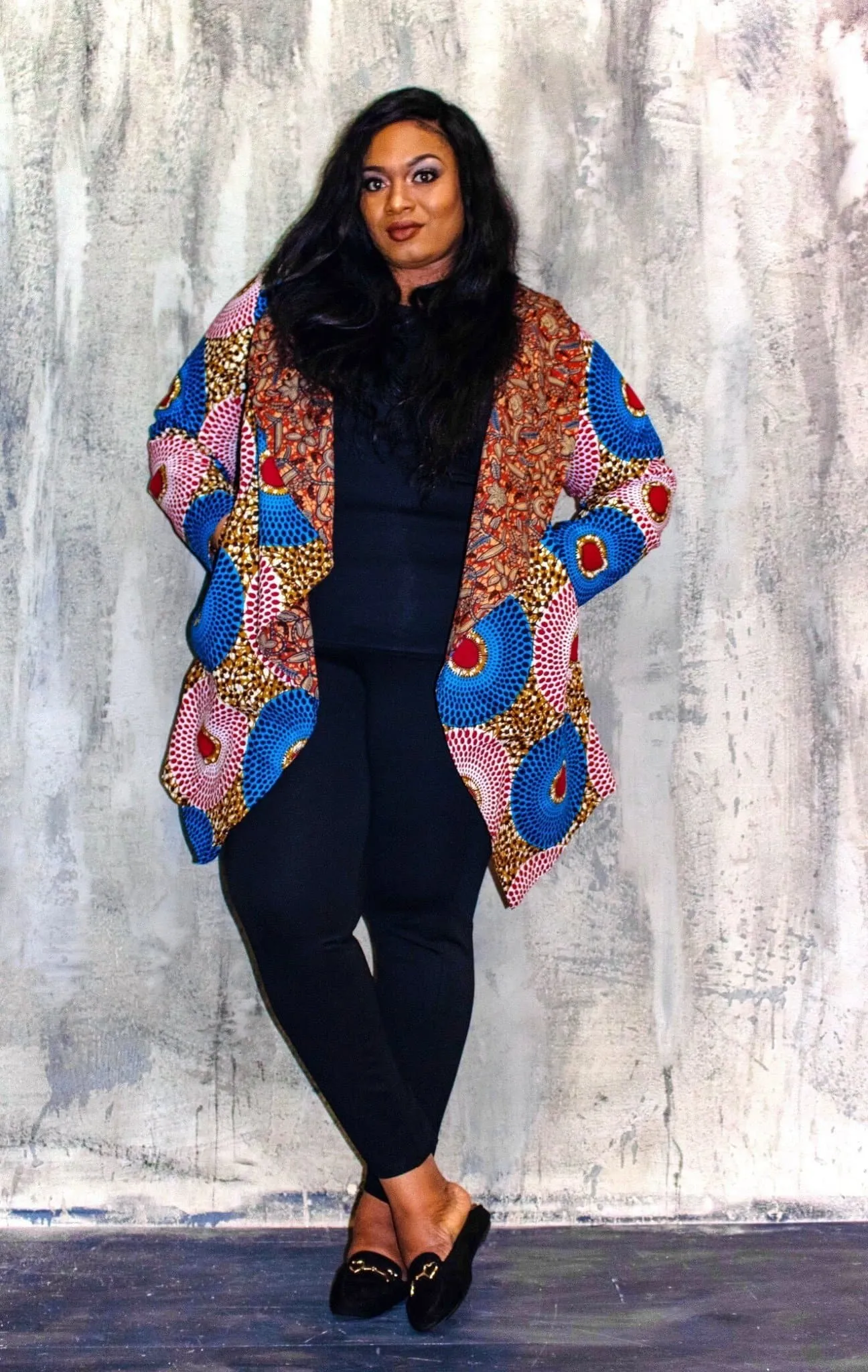 New in African Print Ankara Midi Reversible Jacket