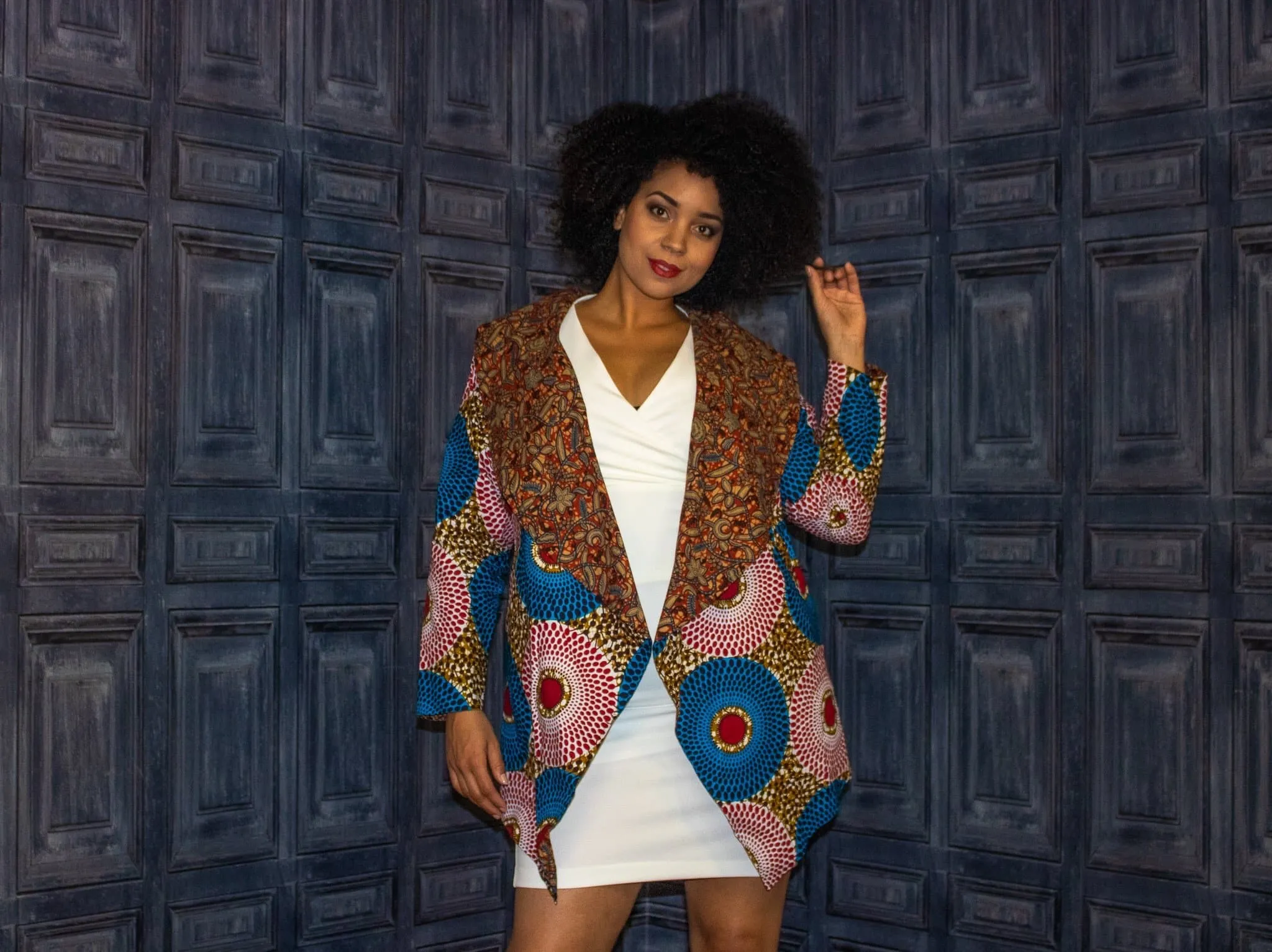 New in African Print Ankara Midi Reversible Jacket