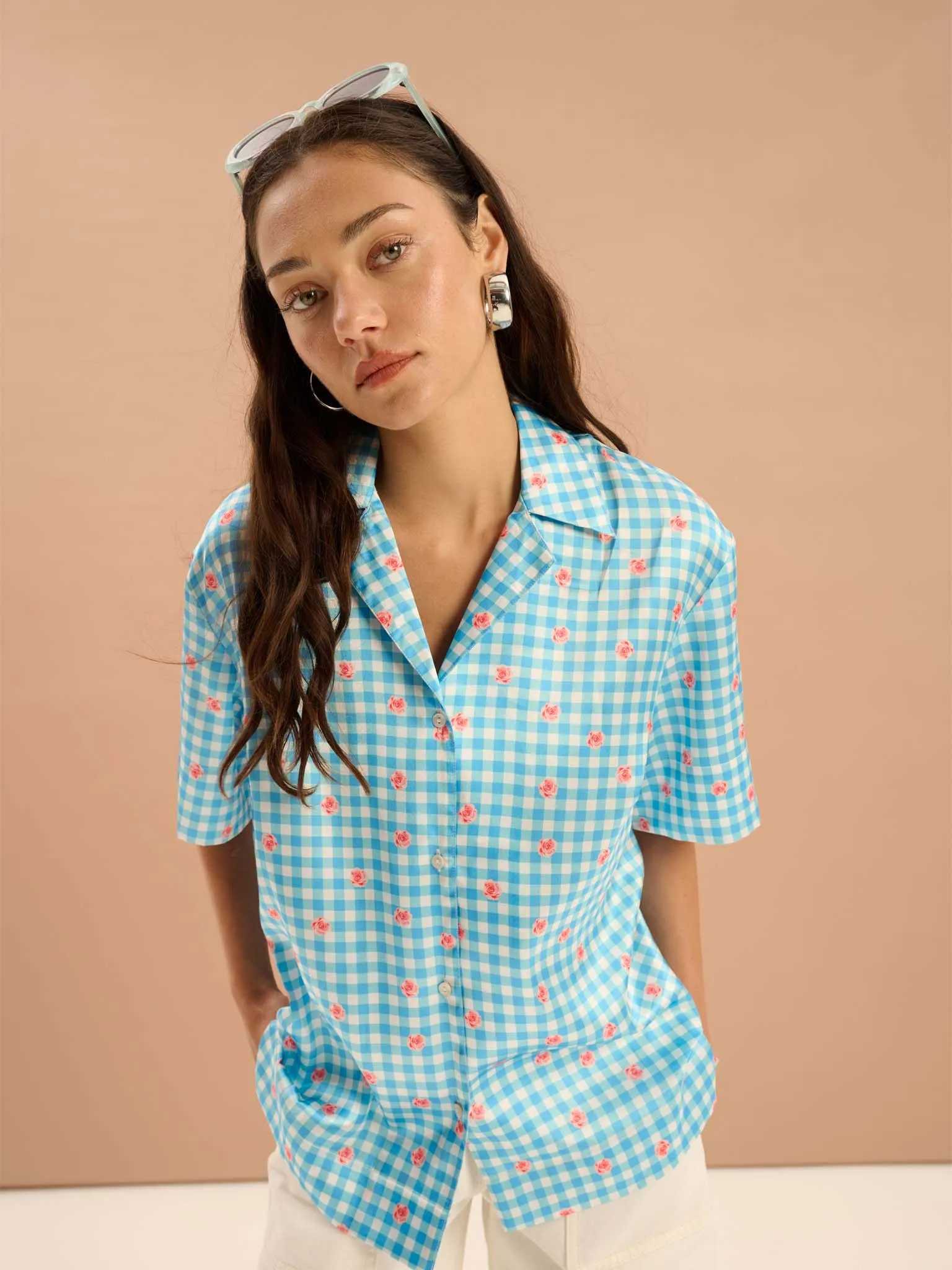 Oaklyn Floral Gingham Print Shirt