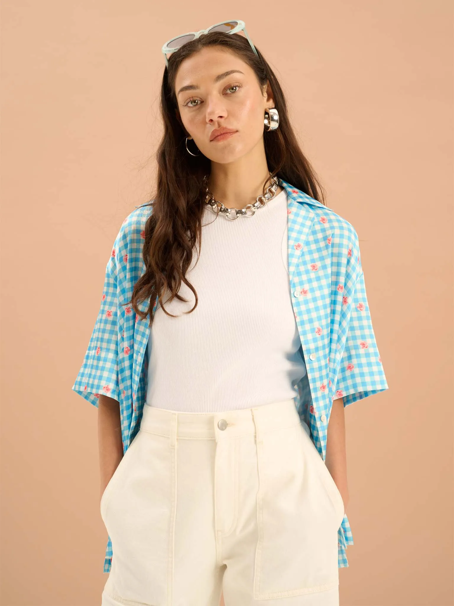 Oaklyn Floral Gingham Print Shirt