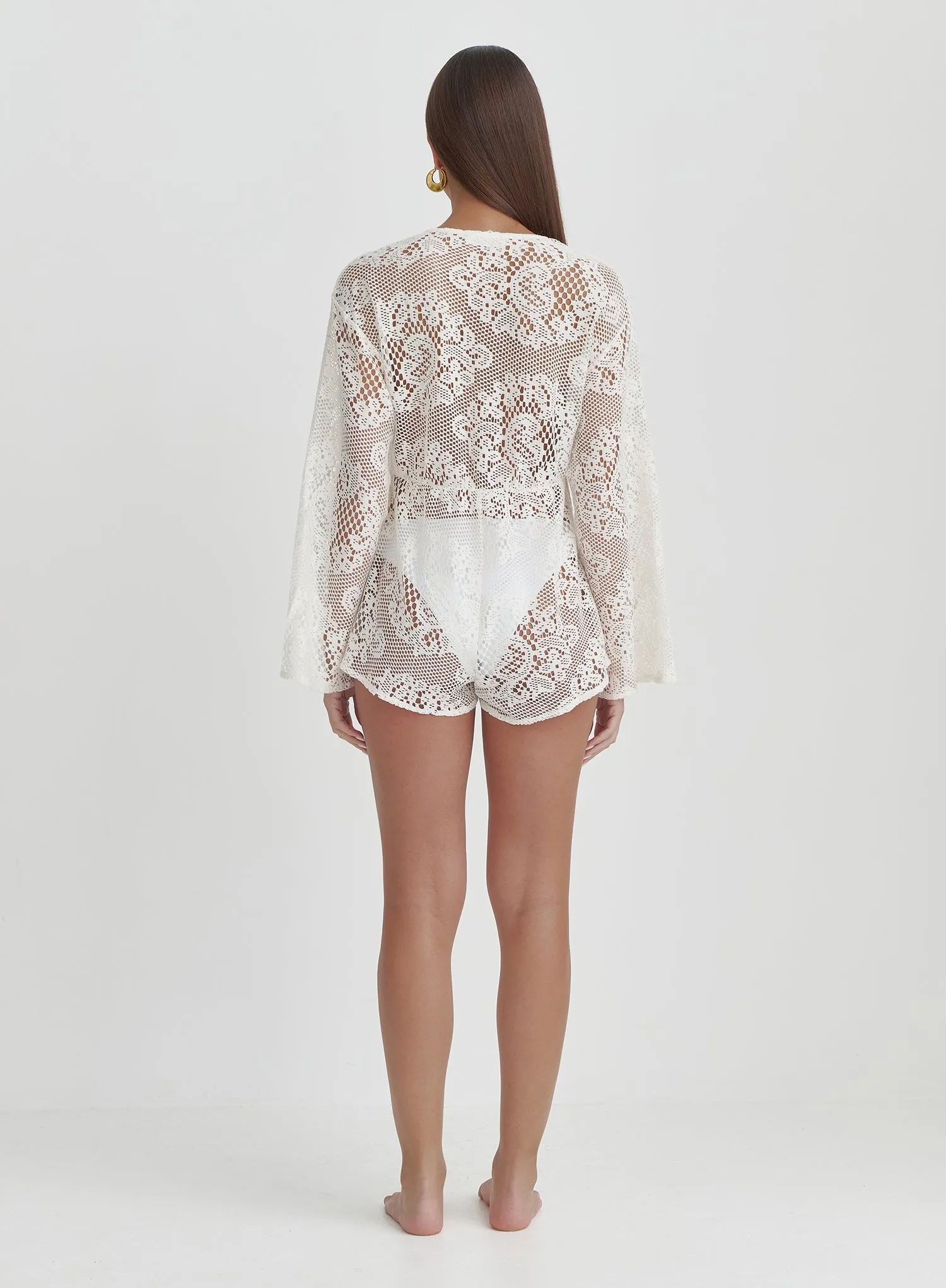 Off White Crochet Playsuit- Ambre