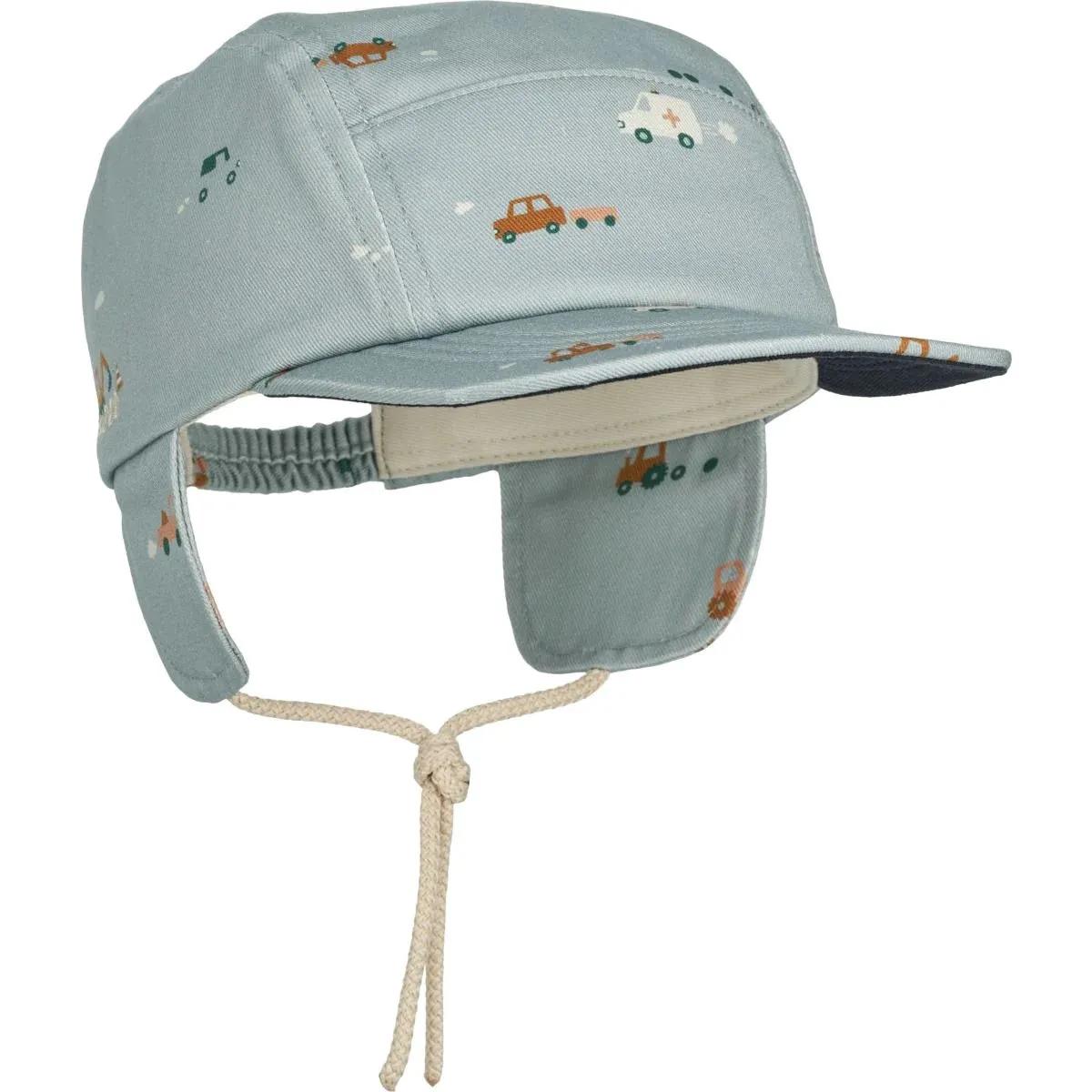 Opal Baby Cap - Vehicles / Dove Blue