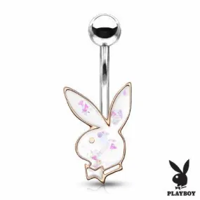 Opal Glitter Playboy Bunny in Rose Gold Belly Ring Navel Rings