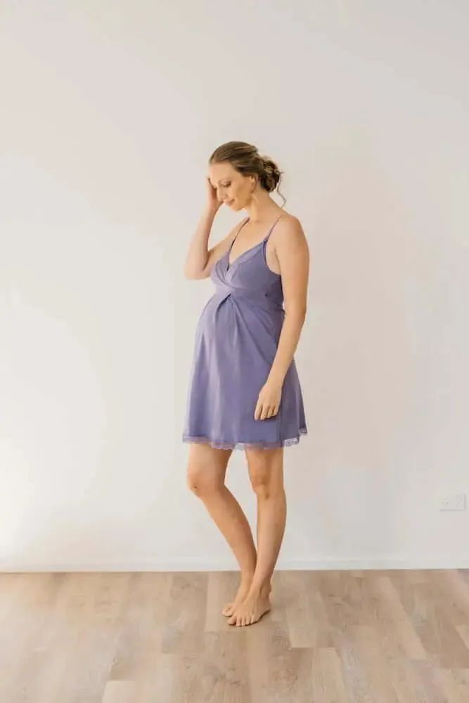 Organic nursing nightie in evening sky