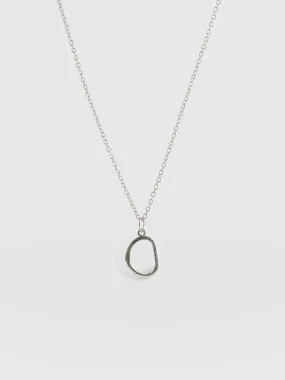 Organic Open Oval Charm Necklace - Silver