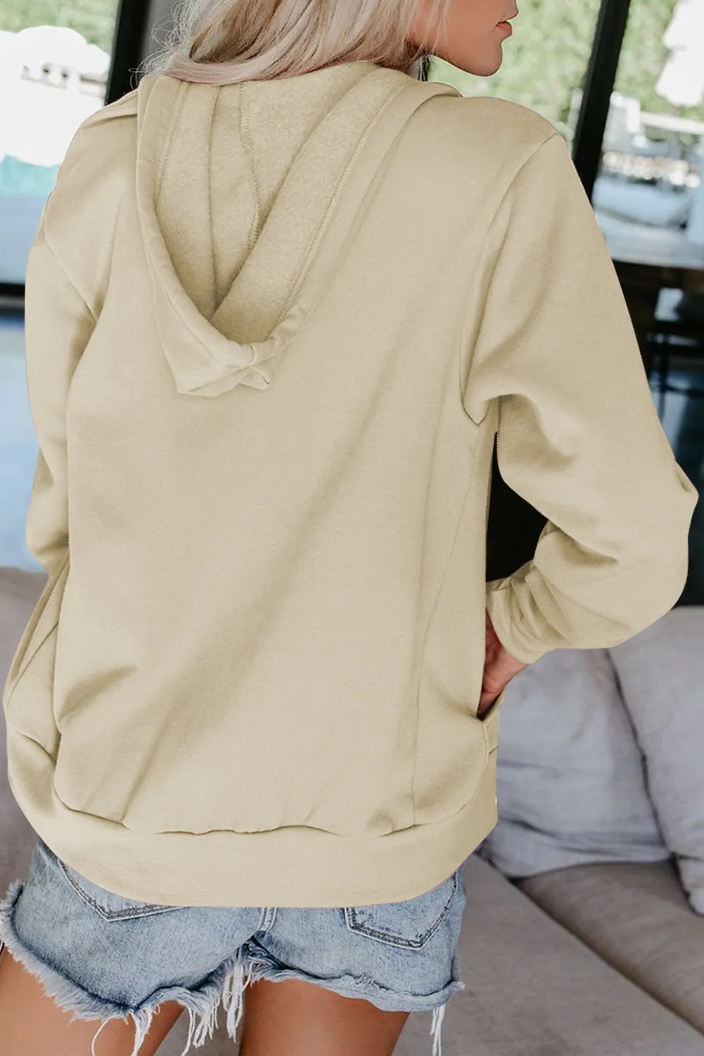 Oversized Zip Up Hoodie Sweatshirt Solid Color Jacket with Zipper