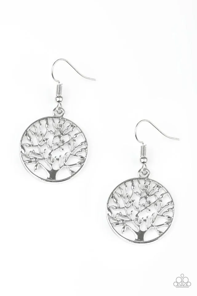 Paparazzi Accessories  - Tree Ring Circus #L160 - Silver Earrings