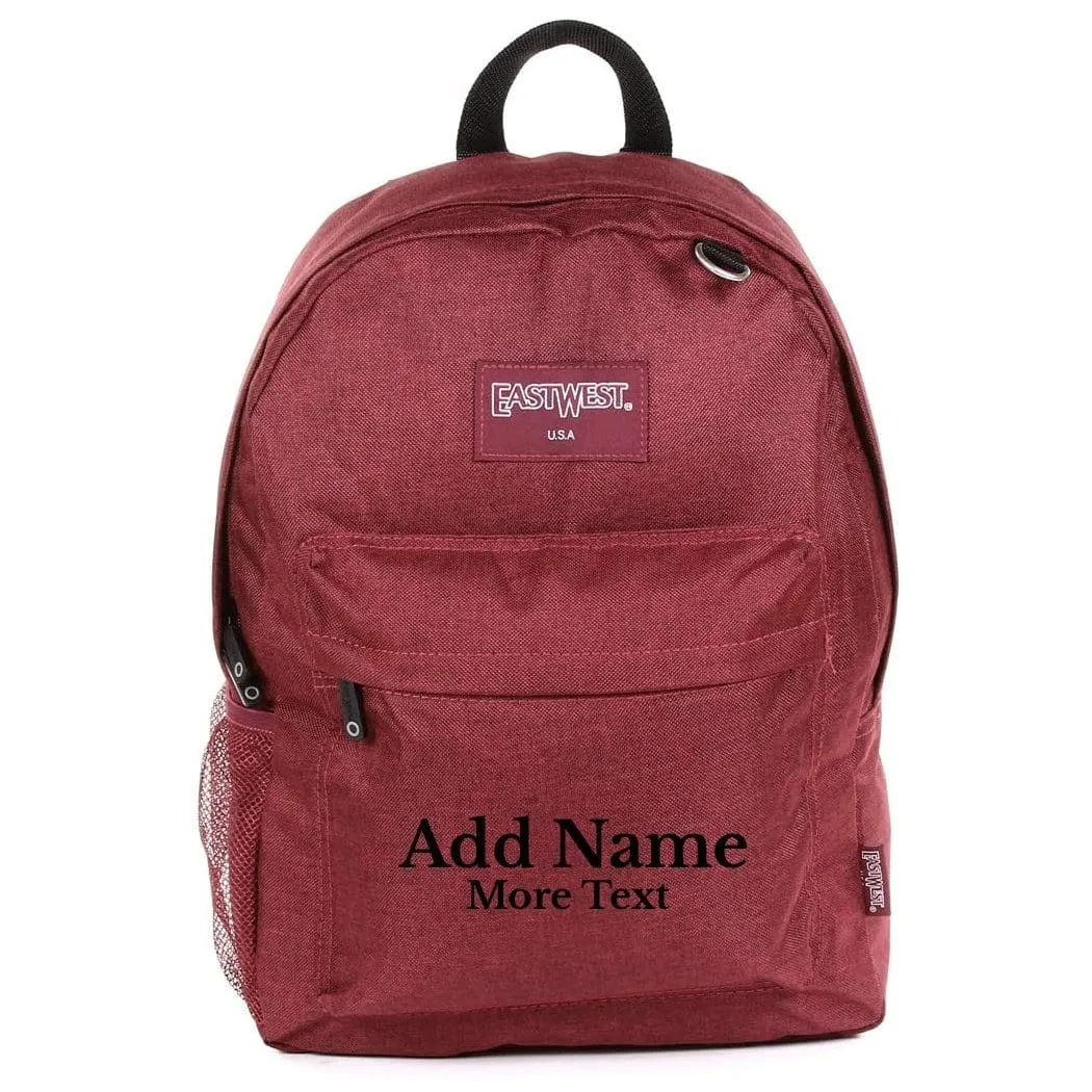 Personalized 16.5" Backpack with Custom Text or Monogram - Burgundy