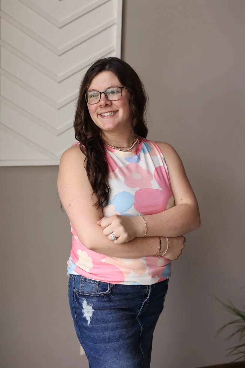 Pink Floral Sleeveless Top