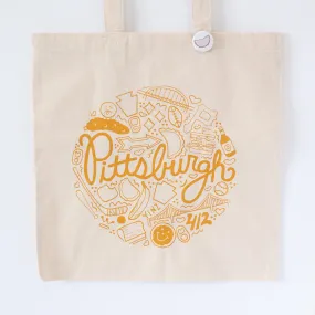 Pittsburgh tote bag, Pittsburgh icons gift, Pittsburgh Pennsylvania souvenir