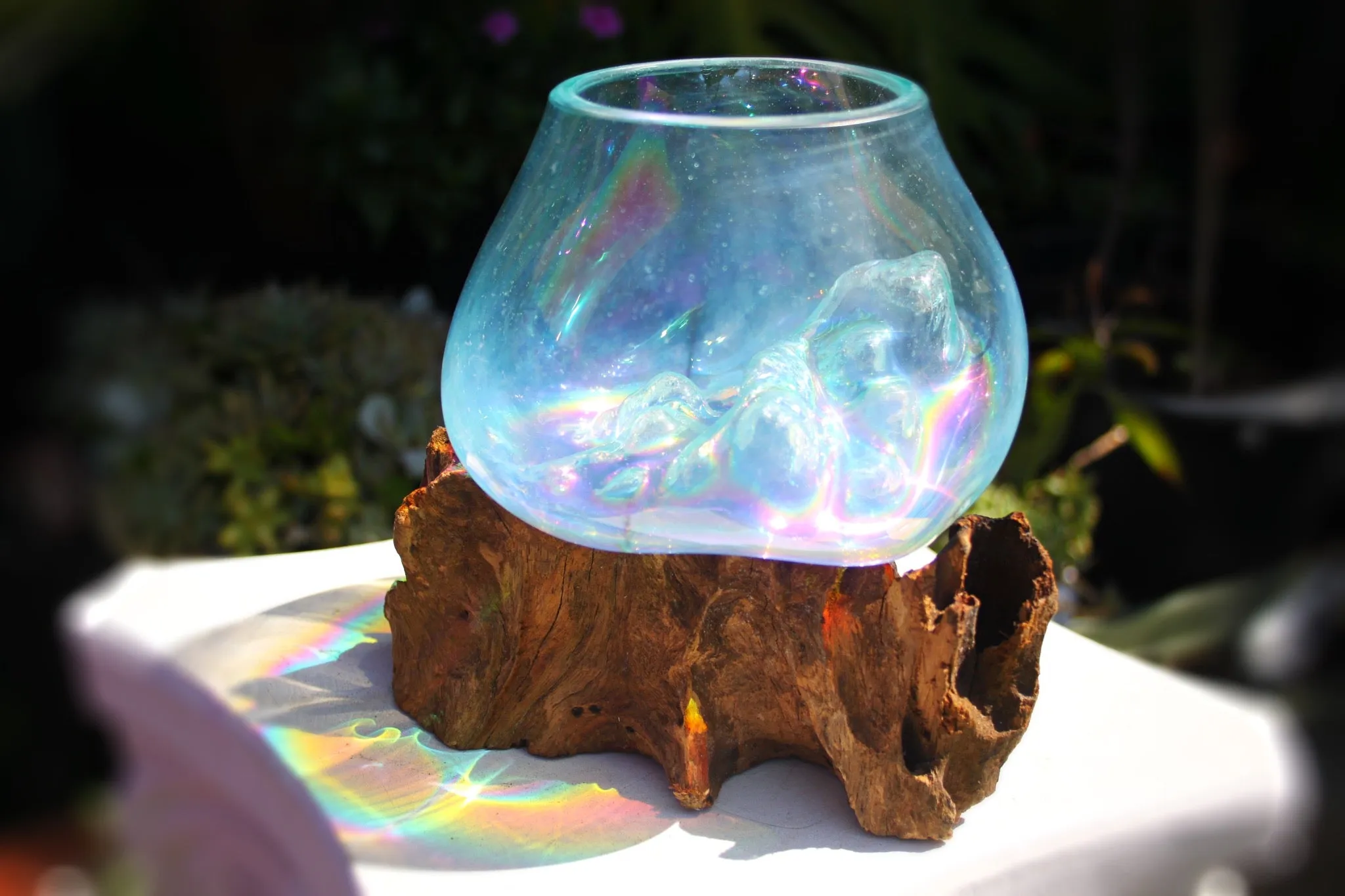 Rainbow Drippy Glass candle/terrarium no.5